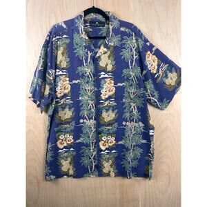 Consensus Sportswear Hawaiian Shirt Men’s XL Blue Pineapple Palm Rayon
